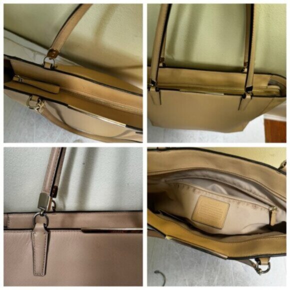 Coach Madison East West Saffiano Leather Tote Shoulder Bag Shopper Tan Neutral - Picture 14 of 15